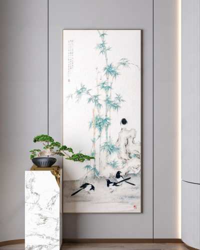 新中式客餐厅挂画3D模型下载